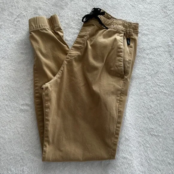 Hollister MT Men’s Joggers Tan Tapered Drawstring Tall Length - Picture 4 of 14